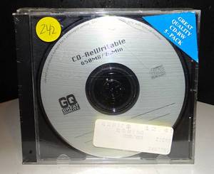 lot 242 image: NEW PACK OF 5 - CG GREAT QUALITY CD- REWRITABLE DISKS