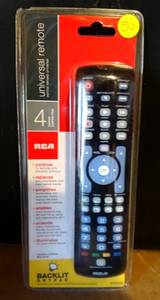 lot 50 image: NEWSEALED - RCA RCRN04GR Universal Backlit Remote 4 Devices TV SAT CBL DTC DVD VCR DVR AUX