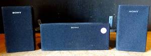 lot 259 image: Sony Black Satellite Speakers Surround Sound (2) SS-MSP75 & (1) SS-CNP75