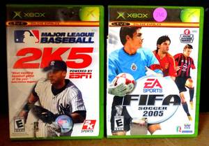 lot 262 image: LOT OF 2 - XBOX 360 2K5 BASEBALL & FIFA 2005 SOCCER GAMES
