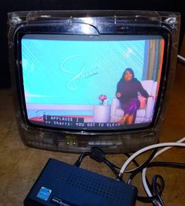 lot 274 image: RARE FIND - Vintage CLEAR Shell MAGNAVOX Color TV, 13 Model 13MT1532 wDigital Converter - WORKS GREAT $$$