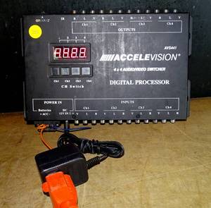 lot 287 image: ACCELEVISION AVS441 Digital Video Processor with 4 Inputs, 4 Outputs Video Switcher and Amplifier $$$