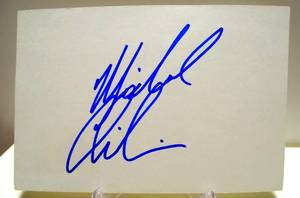lot 315 image: HAND SIGNED INDEX CARD (4X6) BY ACTOR MICHAEL CHIKLIS OF THE COMMISH TV SERIES
