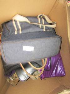 lot 55 image: box of womens hand bags and purses