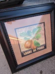 lot 78 image: 1111 metal butterfly art qty 2, 2424 Arbre De Poire fruit wall art in nice frames , beautiful art