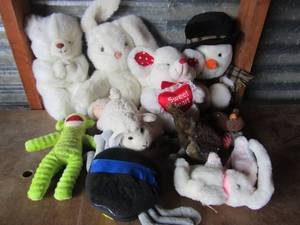 lot 114 image: various plush bunnies, bears, sheep, lamb, spiders and more qty 10