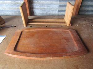 lot 116 image: 2012 wooden cutting board, 175 wooden book holder for counter top use