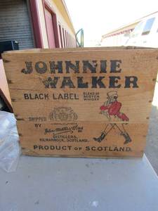 lot 163 image: Johnny walker black label scotch wooden box 111311