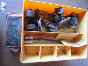 lot 176 image: Fells naptha soap bar very vintage , various vintage furniture wheels