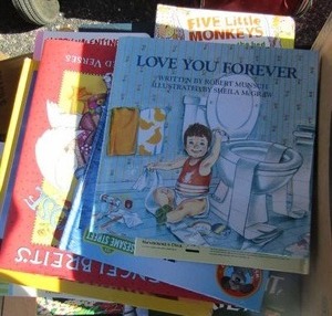 lot 24 image: Childrens book lot includes, monkeys jumping on the bed, mother goose, and many more