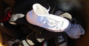 lot 58 image: Box of mens and womens shoes, sizes for man are 910 womens size 78