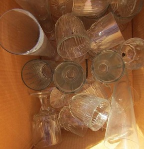 lot 59 image: Box full of long and short stim wine glasses