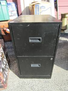 lot 64 image: 2 drawer black metal filing cabinet, perfect for small office space
