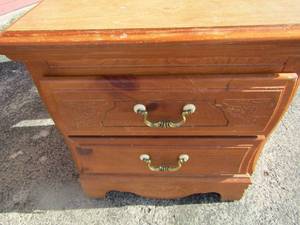 lot 66 image: Light brown side table Nightstand 2 drawers, 242416
