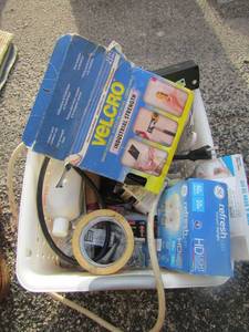lot 79 image: Misc. tool and house hold items such as, light bulbs, electric plus, extension cords, various other items