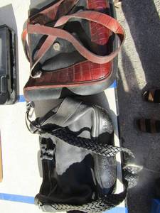 lot 137 image: Used womens purses by Brighton one is black, 1 is like a dark brown, both used condition qty 2