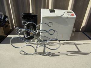 lot 141 image: Panasonic used bread maker, black and decker coffee maker 5 cup, 6 tier wine rack metal like new