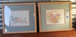 lot 156 image: Goodie Genos framed flower art, 1517 qty2----- Claude Monet framed paster art qty 2, --- 1517