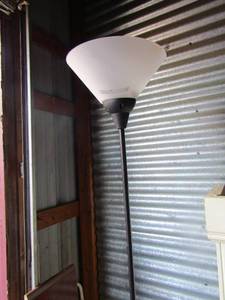 lot 157 image: Corner floor lamp with shade unknown if works, Bedside reading floor lamp with adjustable top
