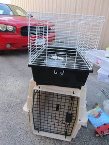 lot 169 image: Hamster cage used, small animal crate can be used for a small dog and or cat, both used