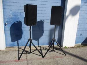 lot 11 image: 2-ALTO Professional Speakers, Model TS212, 1100-Watt, 12 Powered 2-way Loudspeakers With Stands. NOTE 2 X Money