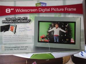 lot 35 image: GiiNii 110-V Electric 8- Digital Picture Frame-In Box With Power Cord-Works