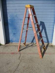 lot 37 image: 6-Ft. Werner Fiberglass and Aluminum A-Frame Ladder.
