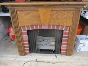 lot 39 image: Decorative Rustic Crafts Electric Fireplace & Mantle (NO HEAT) Lights Up, About 48 x 15 x 41-H