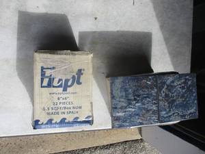 lot 64 image: 2-Boxes  (Total Of 42) Of - 6 x 6 Porcelain Pool Tile, AZTEC-Cobalt Blue, # MCY-37-5100, Note2 X Money.