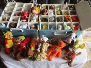 lot 92 image: THE BENNIE BABY BOX, A Box Of 48 Mixed Types and Sizes Of Bennies, All With Tush and Ear Tags, And 13-Other Critters Included