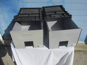 lot 98 image: 2-STOREX Plastic Stackable File Boxes, Lockable-No Keys, About 14-12 W x18 D x 11-12 H