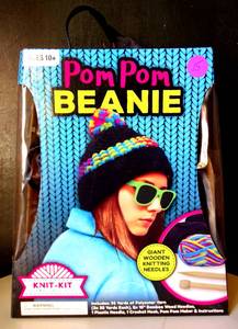 lot 15 image: Pom Pom Beanie Knit-Kit DIY Includes ALL Materials  New
