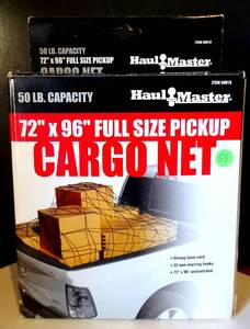 lot 53 image: NEW - HAUL MASTER 72 X 96 FULL SIZE PICKUP CARGO NET
