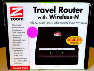 lot 61 image: Zoom Travel Router with Wireless-N 4506 150 Mbps