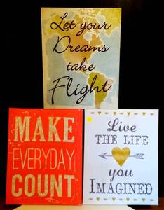 lot 65 image: TRIO OF 11X14 INSPIRATIONAL CANVAS WALL ART POSTERS