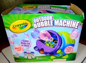 lot 79 image: Outdoor Colored Bubble Machine Multi-Colored (Crayola) UNUSED OPEN BOX