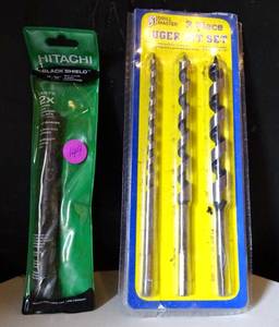 lot 149 image: NEW - HITACHI 58 DRILL BIT AND PACK OF 3 DRILL MASTER AUGER BITS