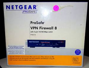 lot 179 image: NEW - NETGEAR FVS114 ProSafe VPN Firewall 8 with 4-Port 10100 Mbps Switch