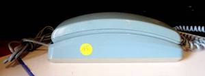 lot 185 image: VINTAGE GE Push Button WallDesk Mount Phone - Trimline Style - 2-9052BLB Blue