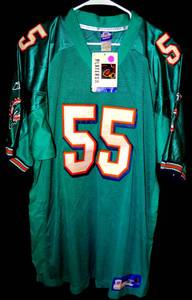 lot 193 image: NEW WTAGS - REEBOK ON FIELD OFFICIAL JOEY PORTER #55 MIAMI DOLPHINS JERSEY - SIZE 56 XXXL