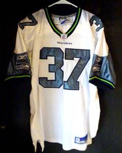 lot 195 image: NEW WO TAGS - REEBOK ON FIELD JERSEY - SEATTLE SEAHAWKS SHAWN ALEXANDER #37 - SIZE 50 MED
