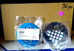 lot 240 image: LARGE LOT - 3 DOZEN - NEW  Shower Floor Drain Cover Square Pattern For 3 Pipe PART 53949 (RETAIL $3.49EACH)