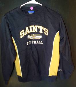 lot 254 image: YOUTH SIZE NEW ORLEANS SAINTS EMBROIDERED SWEATSHIRT - REEBOK, NEW WO TAGS - SIZE MED 10-12