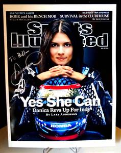 lot 283 image: PERSONALIZED TO BILL BY NASCAR FEMALE LEGED, DANICA PATRICK - SPORTS ILLUSTRATED 8 X 10 PHOTO