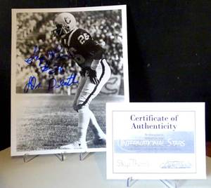 lot 288 image: AUTHETIC 8 X 10 AUTOGRAPHED PHOTO WITH COA - SKIP DR. DEATH THOMAS - CORNERBACK OF OAKLAND RAIDERS