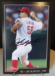 lot 295 image: PHILADELPHIA PHILLIES STAT CARD OF PITCHER, JOE BLANTON AUTOGRAPH