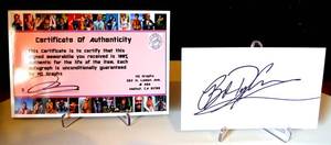 lot 300 image: RARE AUTOGRAPHED INDEX CARD - HAND SIGNED BY LEGENARY BOB DYLAN WITH COA
