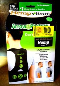 lot 338 image: HEMPVANA ARROW POSTURE CORRECTOR CANNABIS HEMP  SMALL - MEDIUM