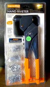 lot 340 image: Fasten PRO 360 degrees Swivel Head Hand Riveter Set New  100 Rivets Included