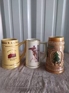 lot 11 image: Selection of 3 Steins-Norman Rockwell, Ponderosa Ranch, H&L Co.---See Pics